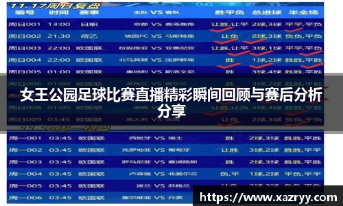 女王公园足球比赛直播精彩瞬间回顾与赛后分析分享